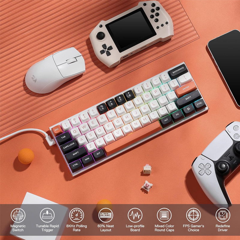 Clavier Gamer Mécanique Redragon FIDD K683 Magnétique RGB Blanc en Tunisie
