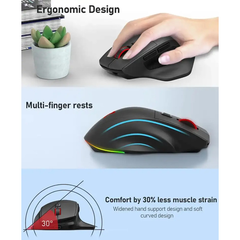 Souris Gaming Sans fil Redragon BM2995 Rechargeable RGB Noir EN Tunisie