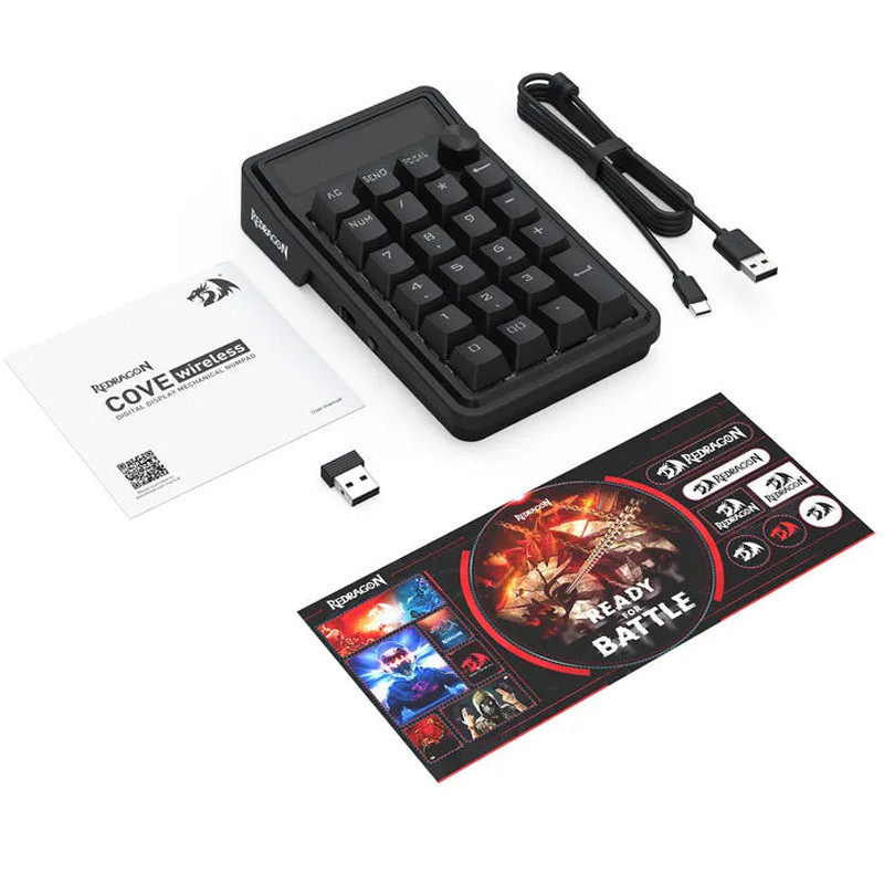 Pavé numérique Sans Fil Redragon K733 Cove RGB Noir en Tunisie