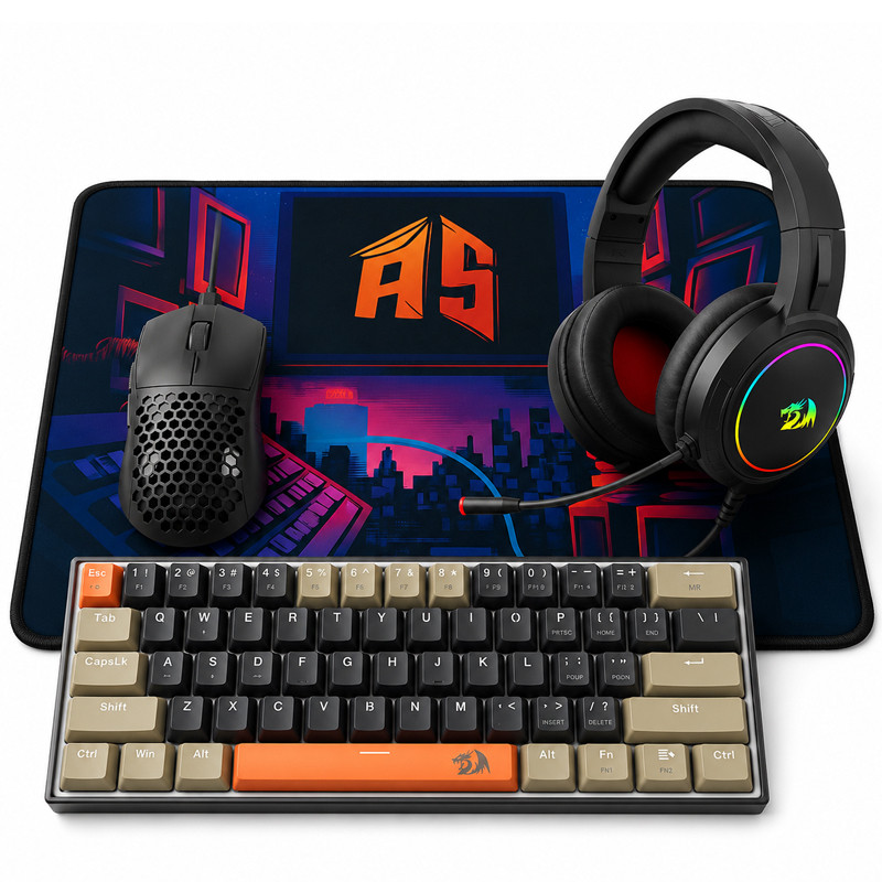 Pack Gamer 4En1 Clavier Filaire + Casque Gaming + Souris & Tapis Souris Gamer Redragon Noir en Tunisie