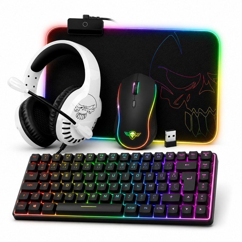 Pack Gamer 4En1 Casque Micro + Clavier Sans Fil + Souris & Tapis Spirit Of Gamer Noir en Tunisie