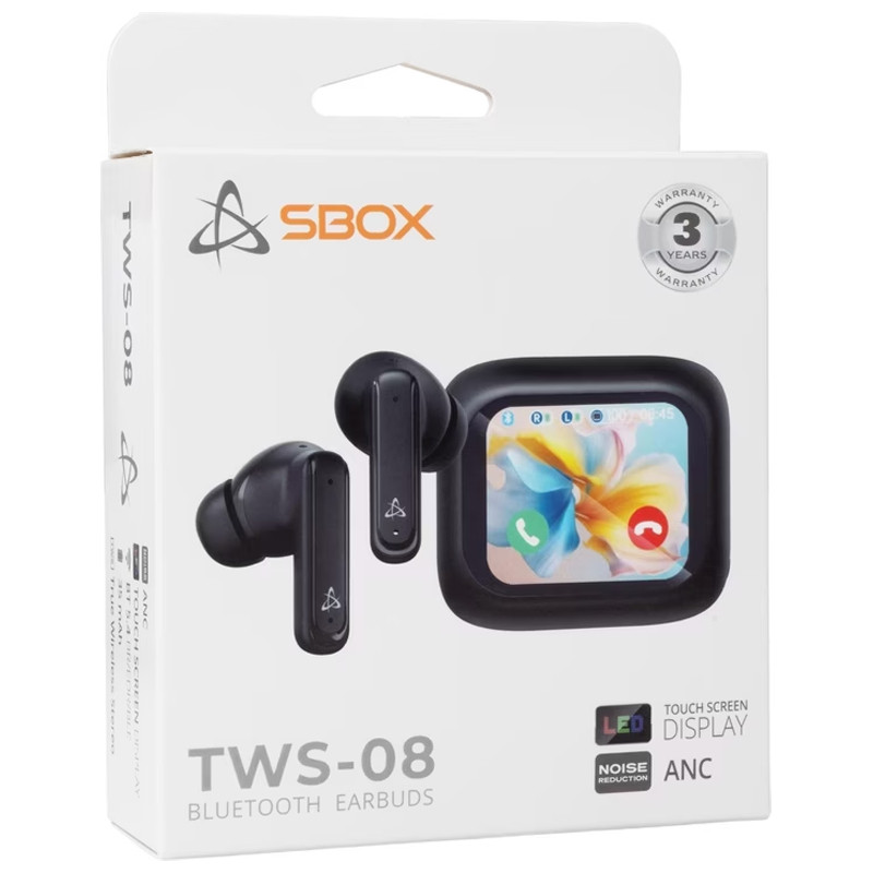 Écouteur Bluetooth Sbox EB-TWS08 ANC Noir en Tunisie