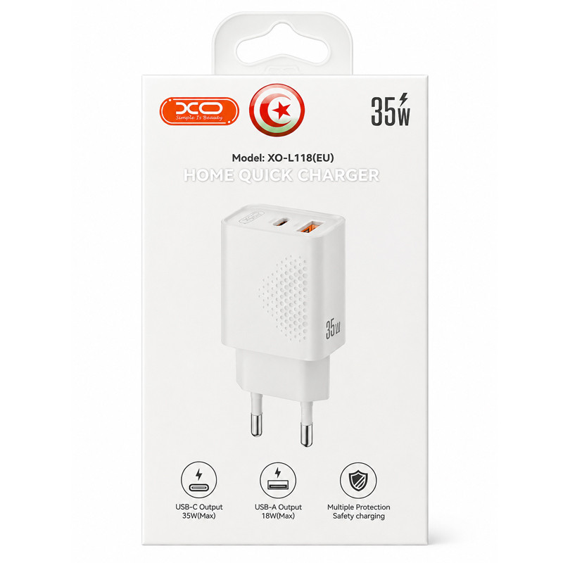 Chargeur Smartphone XO L118 35W Blanc En Tunisie