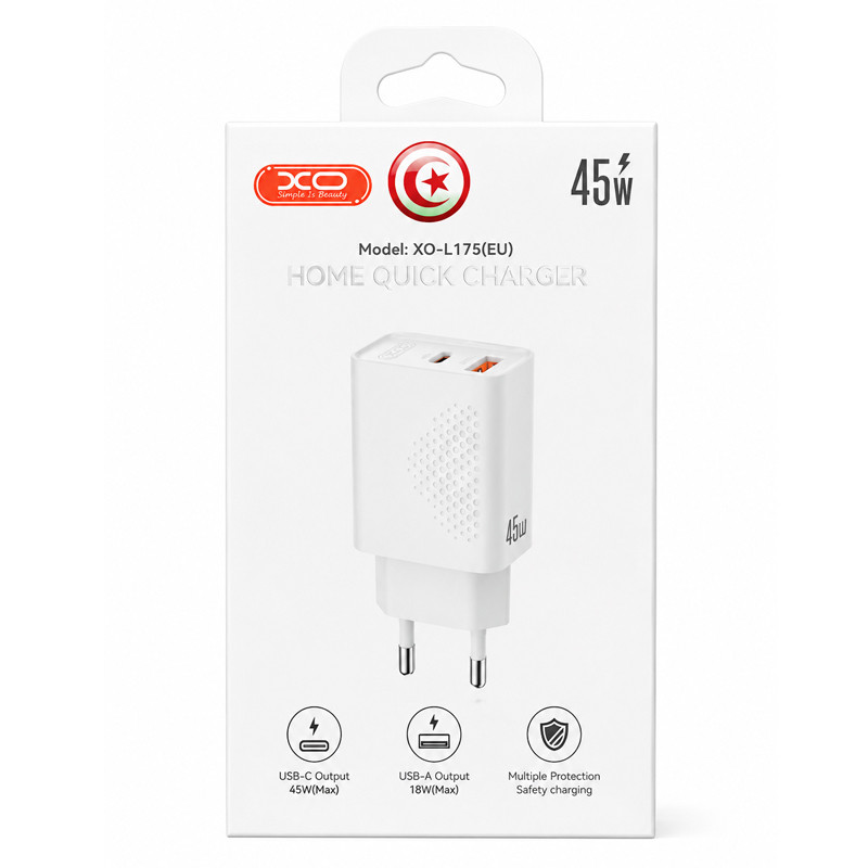 Chargeur Smartphone XO L175 45W Blanc En Tunisie