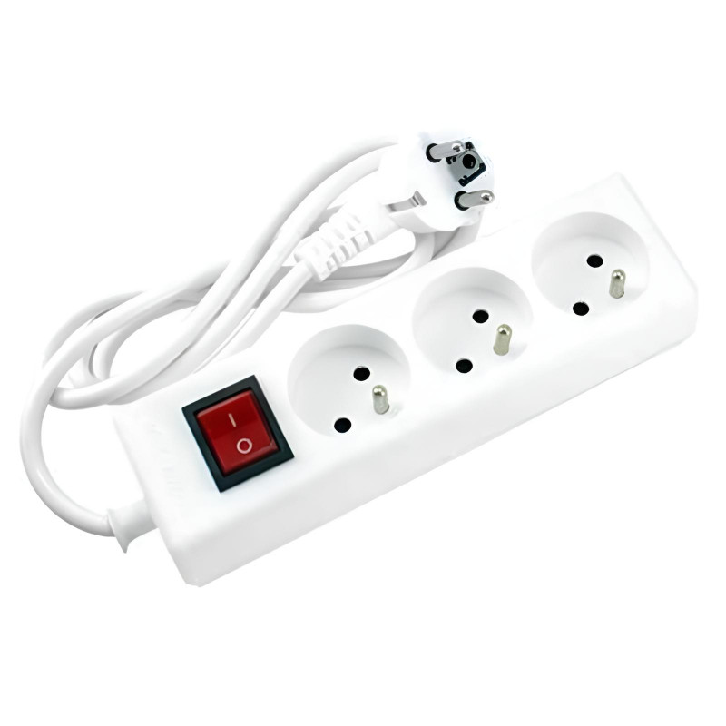 Multiprise Simef 34141S 3 Prises 2P+T Avec Interrupteur Blanc en Tunisie