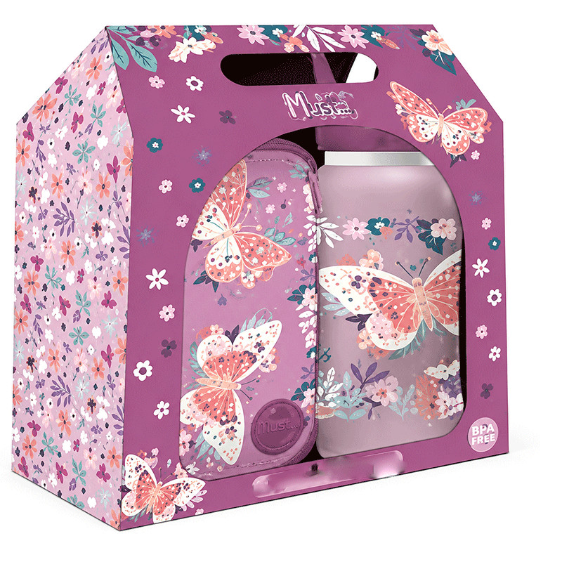 Kit Lunch Box Et Bouteille D'eau Must Team Butterfly Violet