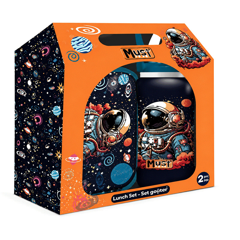 Kit Lunch Box Et Bouteille D'eau Must Team Astronaute Orange en Tunisie