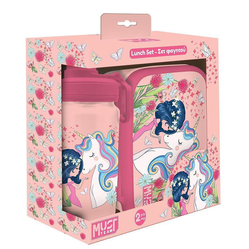 Kit Lunch Box Et Bouteille D'eau Must Team Unicorn Rose En Tunisie