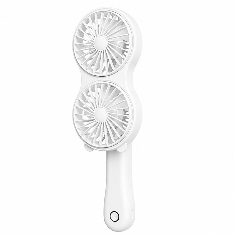 Double Ventilateur Portable Rechargeable Blanc en Tunisie