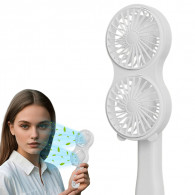 Double Ventilateur Portable Rechargeable Blanc en Tunisie