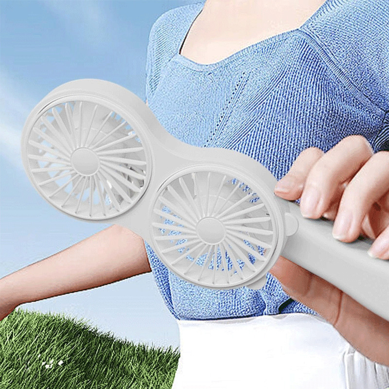 Double Ventilateur Portable Rechargeable Blanc en Tunisie