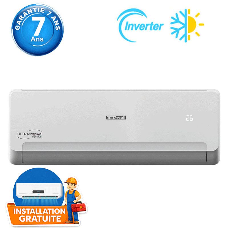 Climatiseur Maxwell 12000 BTU Inverter Ultra Tropical Chaud Froid Blanc