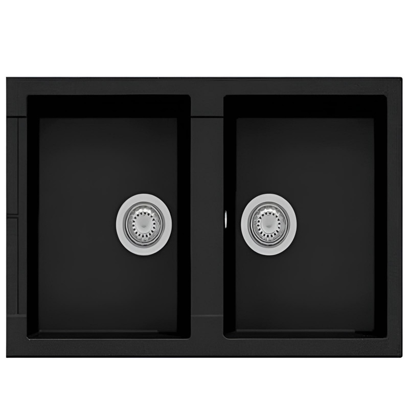 Évier De Cuisine Infinity 86 Moon 2 Bacs 50Cm Noir en Tunisie