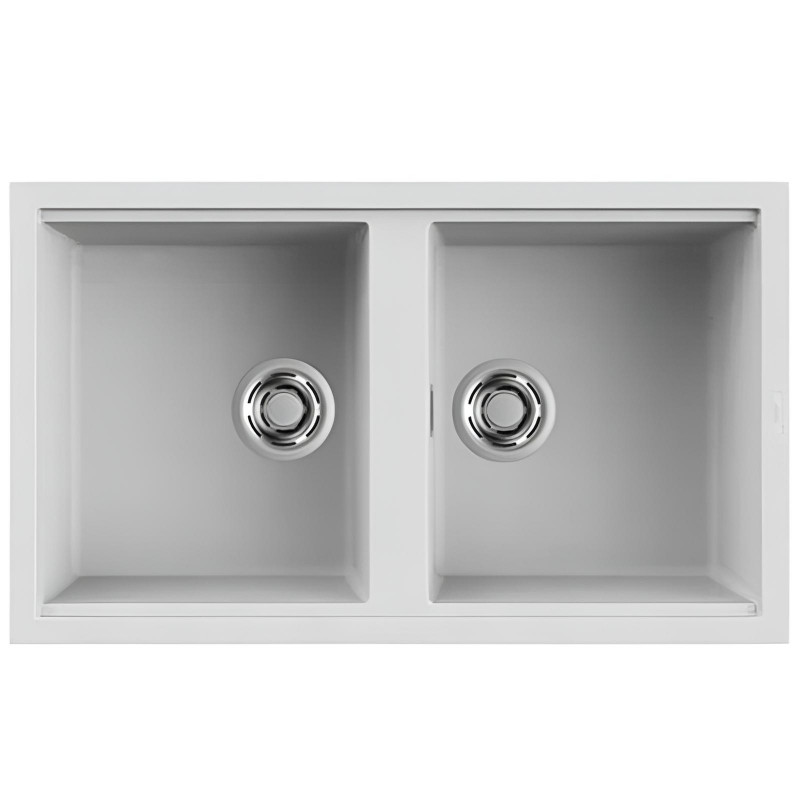 Évier De Cuisine Infinity 86 Moon 2 Bacs 50Cm Blanc en Tunisie