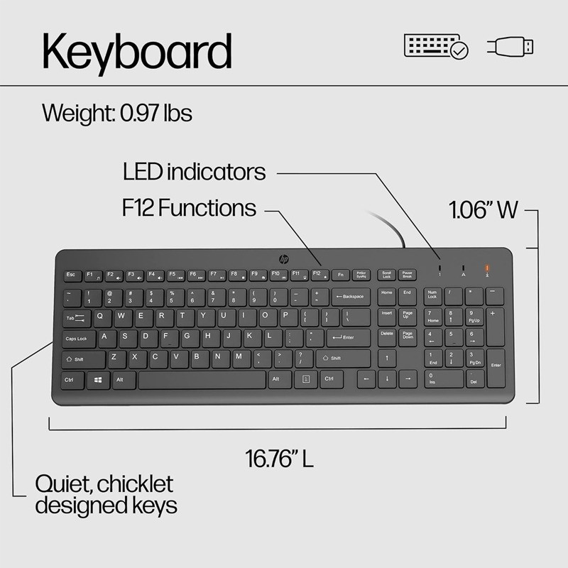 Ensemble Clavier & Souris Filaire HP 150 Noir EN Tunisie