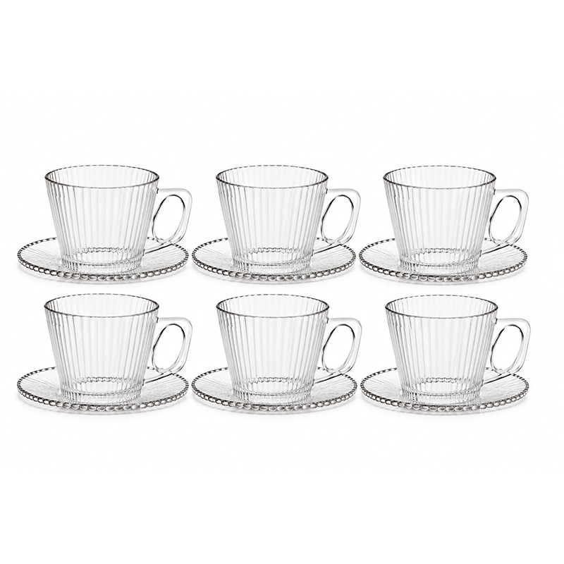 Coffret De 6 Tasses à Café Azur Glass Latinos Line 9 cl En Verre