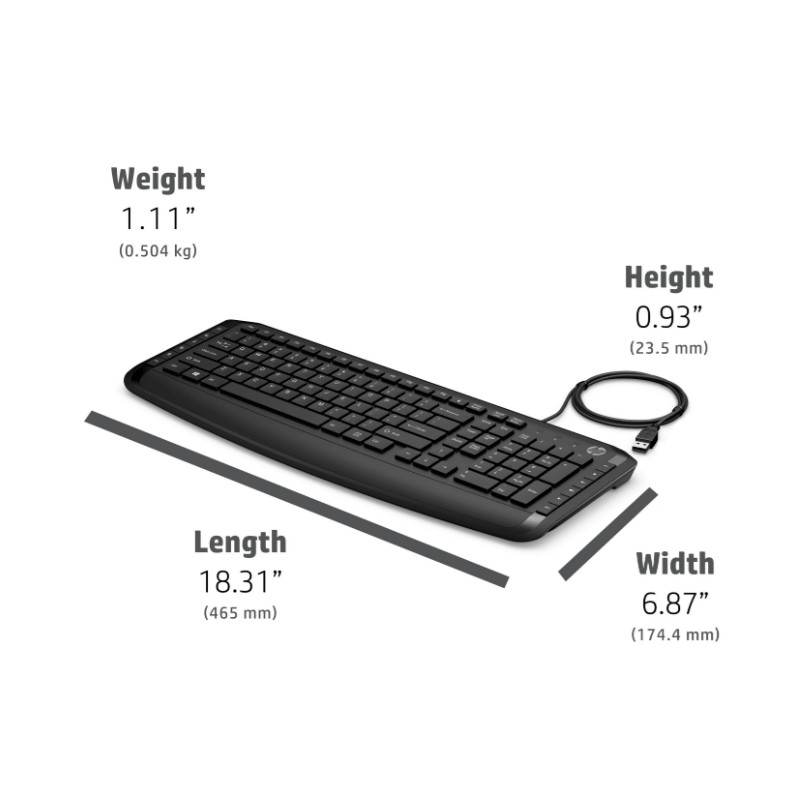 Ensemble Clavier & Souris Filaire HP 9DF28AA Noir en Tunisie