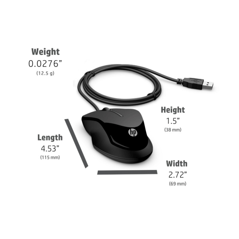 Ensemble Clavier & Souris Filaire HP 9DF28AA Noir en Tunisie
