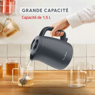 Bouilloire Électrique Moulinex Plaino BY1M0BE0 2400W 1.5 Litres Gris en Tunisie