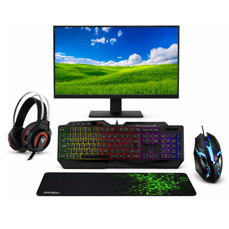 Pack Gamer 5En1 : Écran Aero + Clavier + Souris + Casque + Tapis