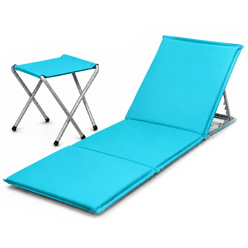 Pack Matelas Pliable Avec Support + Tabouret Bleu en Tunisie