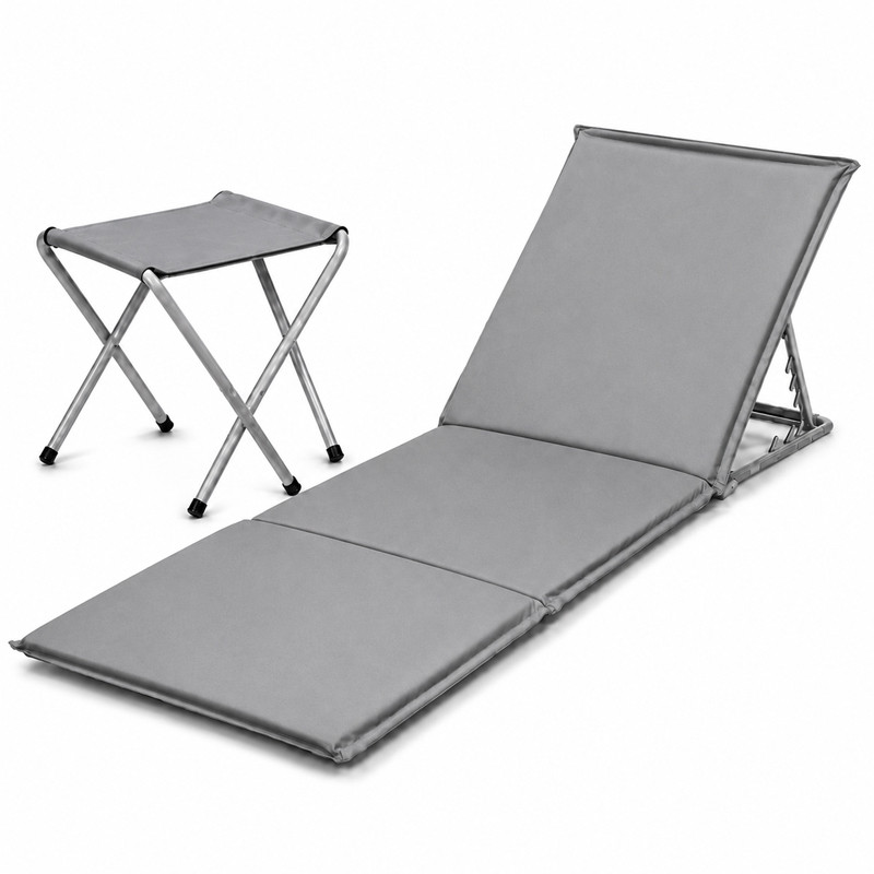 Pack Matelas Pliable Avec Support + Tabouret Gris en Tunisie
