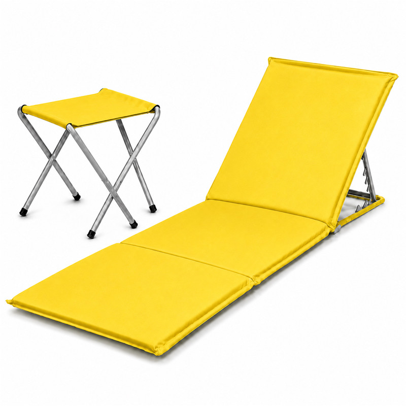 Pack Matelas Pliable Avec Support + Tabouret Jaune en Tunisie