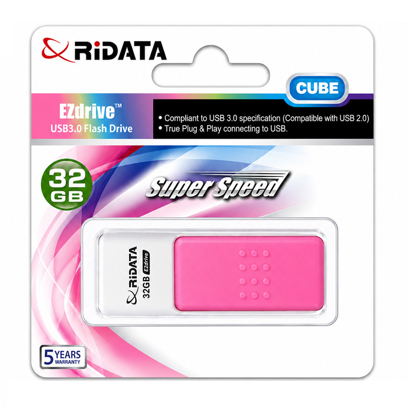 Clé USB Ridata HD50 Cube USB 3.0 32 Go Rose en Tunisie