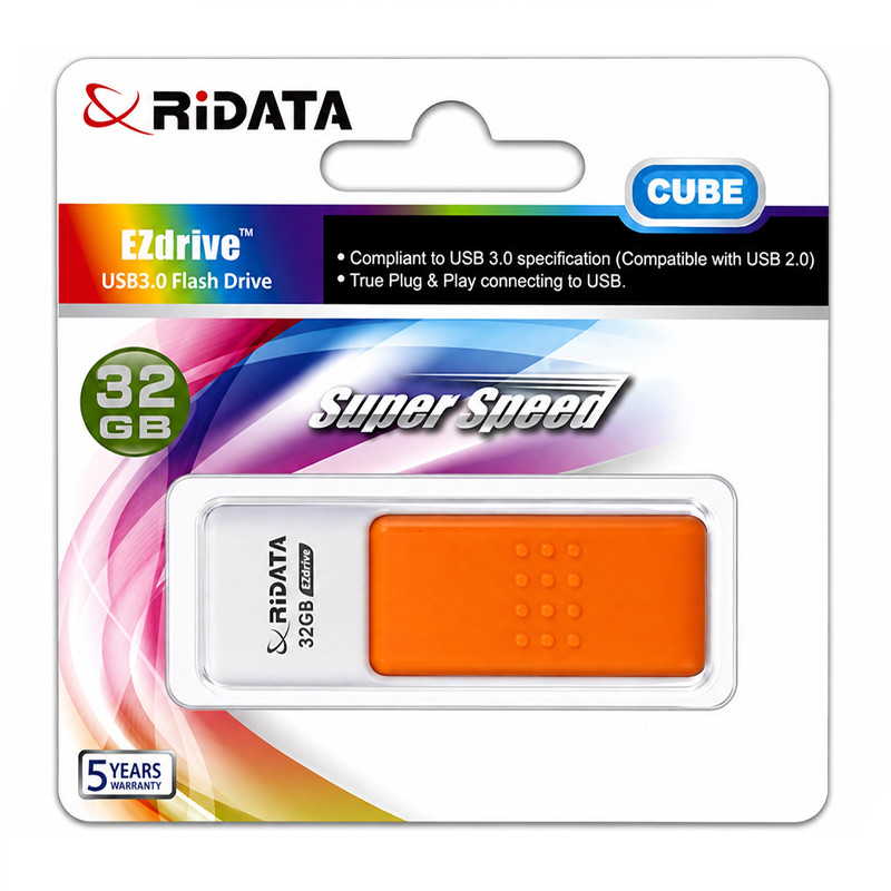 Clé USB Ridata HD50 Cube USB 3.0 32 Go Orange en Tunisie