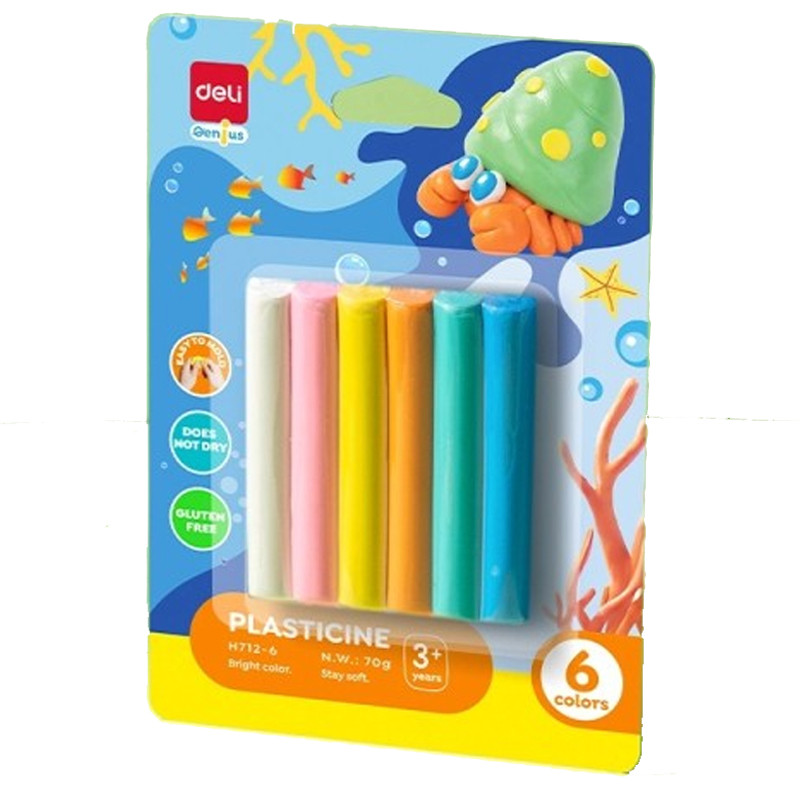 Pâte a Modeler Deli EH712-6 6 Couleurs 70G En Tunisie