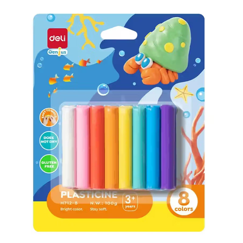 Pâte a Modeler Deli EH712-8 8 Couleurs 100G En Tunisie