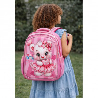 Sac à Dos Scolaire Avec Trousse & Sac Gouter S1134 Rose