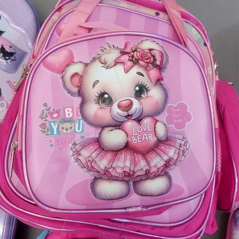Sac à Dos Scolaire Avec Trousse & Sac Gouter S1134 Rose en Tunisie