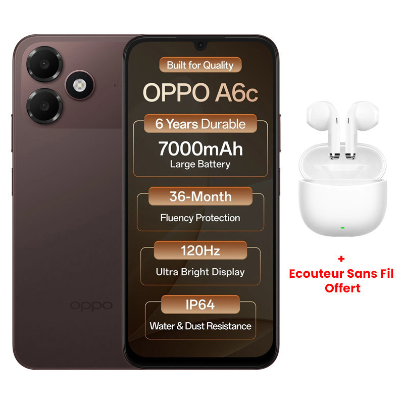 Oppo A6c 4Go 128Go Marron en Tunisie