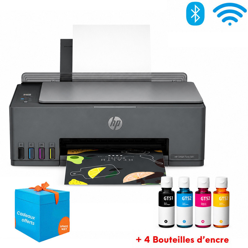 Imprimante à Réservoir Intégré 3En1 HP Smart Tank 581 Couleur Wi-Fi - Noir (4A8D4A) en Tunisie