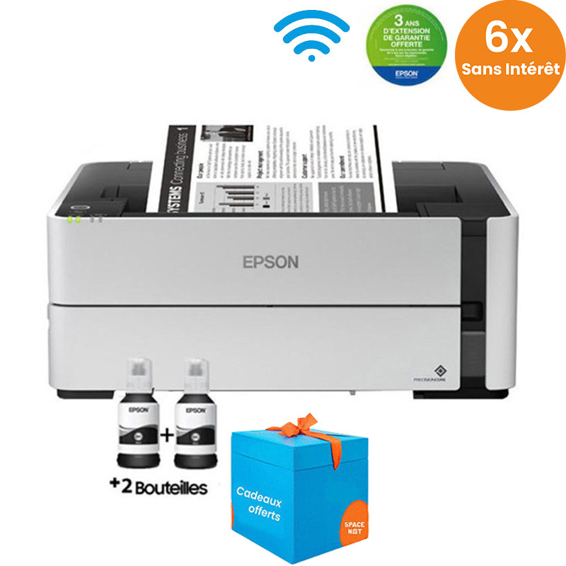Imprimante Jet D'encre Epson Ecotank ET-M1170 Monochrome WiFi - Noir & Blanc (C11CH44403)