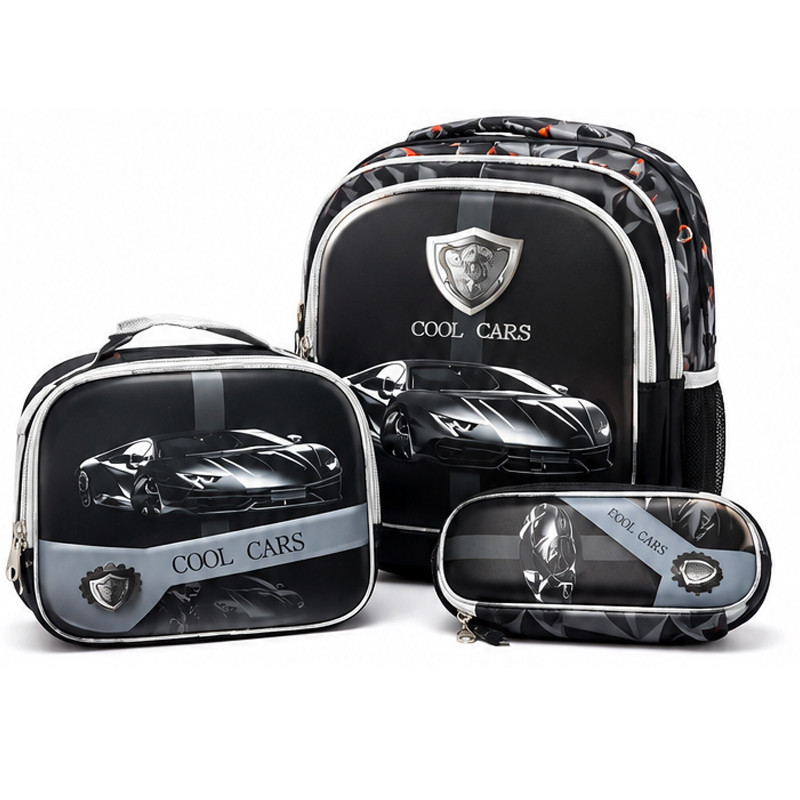 Sac à Dos Scolaire Avec Trousse & Sac Gouter S1136 Noir en Tunisie