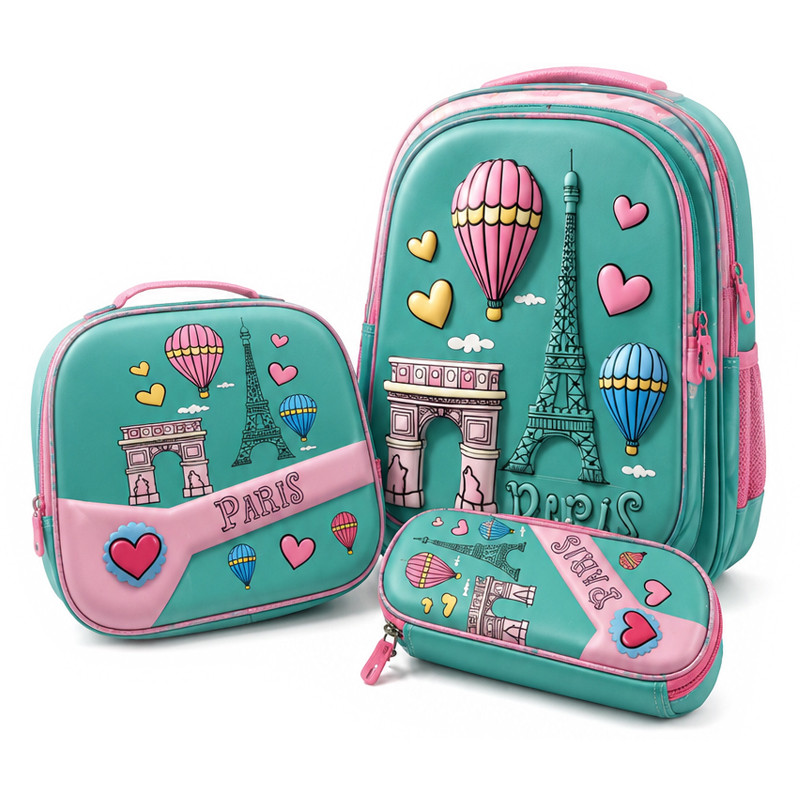 Sac à Dos Scolaire Avec Trousse & Sac Gouter S1131 Vert en Tunisie