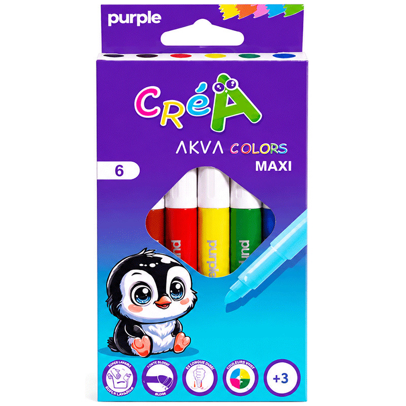 Pack De 6 Feutres Purple Akva Colrors Maxi Crea en Tunisie