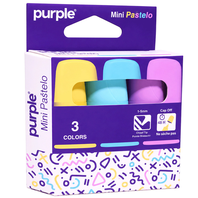 Pochette de 3 Surligneurs Purple Mini Pastelo Assorties en Tunisie
