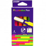 Pochette de 4 Surligneurs Purple Pen Fluoreska Assorties en Tunisie