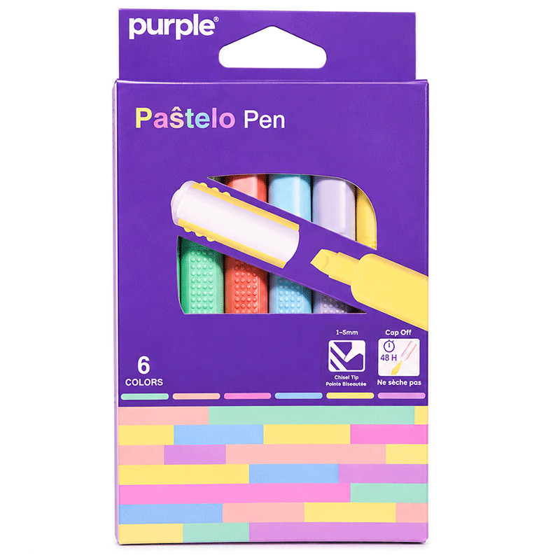 Pochette de 6 Surligneurs Purple Pastelo Pen Assorties en Tunisie