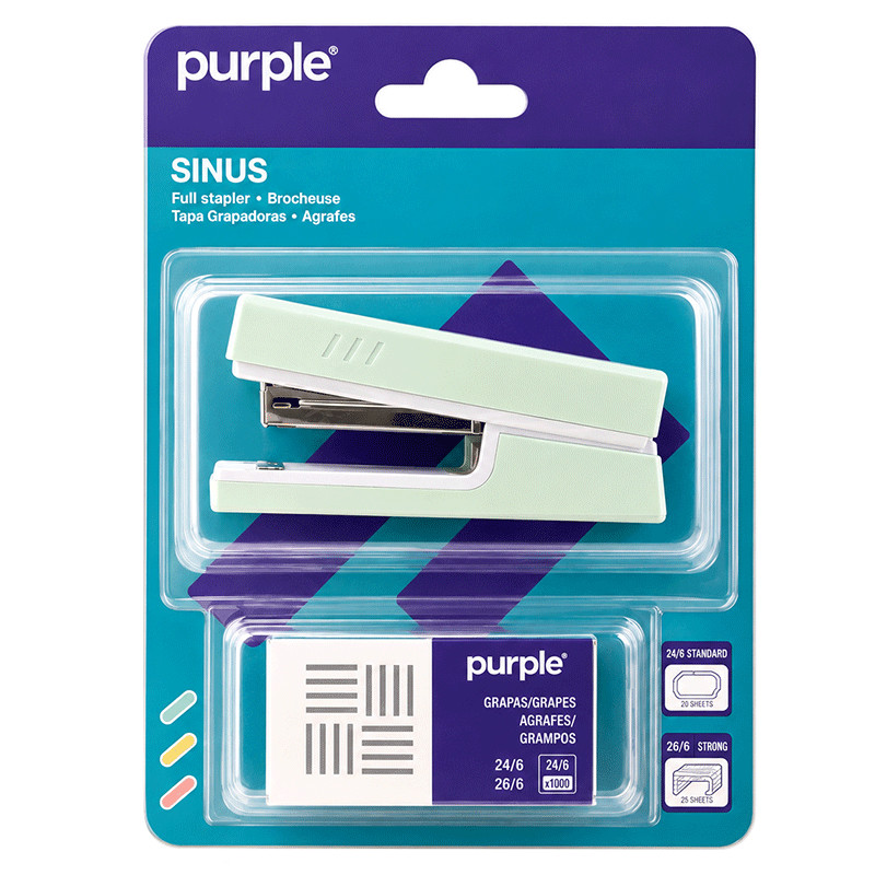 Mini Agrafeuse Purple + Paquet d’agrafes Bi-color Sinus en Tunisie