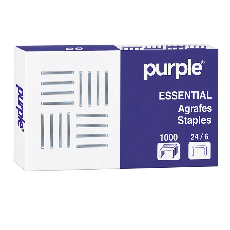 Paquet De 1000 Agrafes Purple Essential 24/6 EN Tunisie