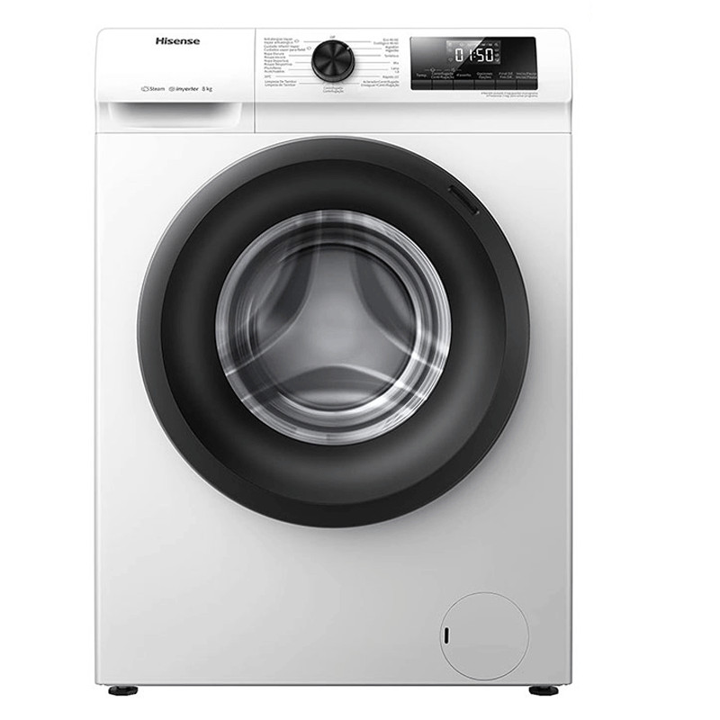 Machine à Laver Frontale Hisense WFQP8014EVM Inverter 8Kg Blanc en Tunisie