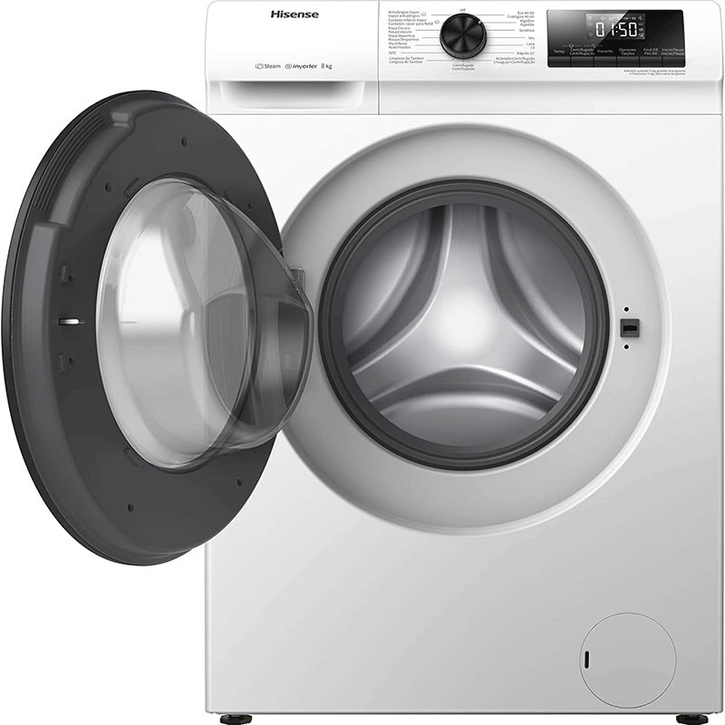 Machine à Laver Frontale Hisense WFQP8014EVM Inverter 8Kg Blanc en Tunisie