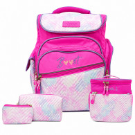 Sac à Dos Scolaire Avec Trousse & Sac Gouter P20266 Rose
