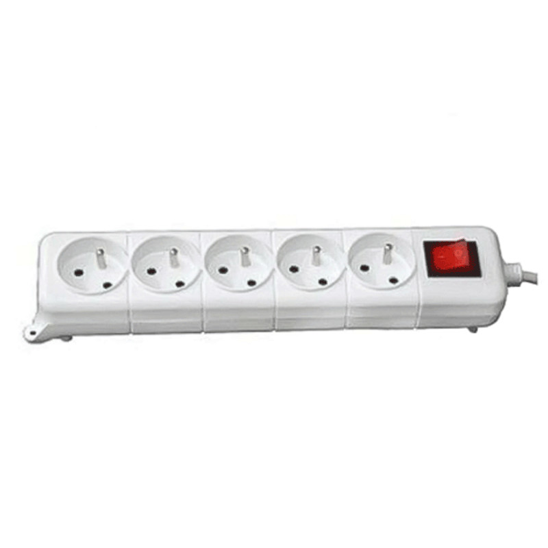 Multiprise Somef BL5INT-3-G 5 Prises Avec Interrupteur Blanc en Tunisie