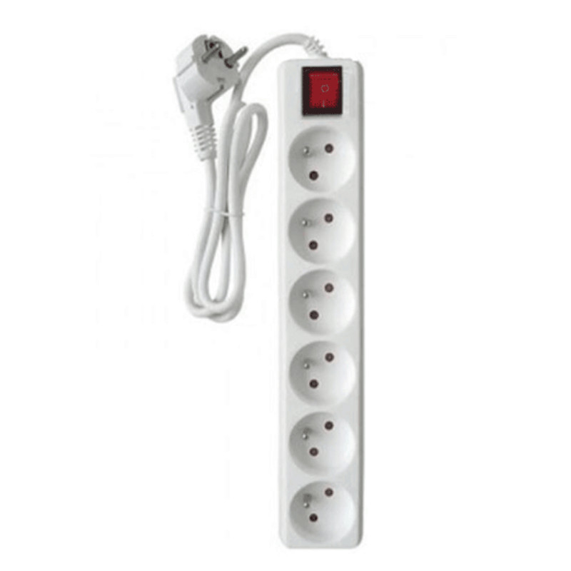 Multiprise Somef BL6INT-14-G 6 Prises Avec Interrupteur Blanc en Tunisie