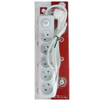 Multiprise Somef BL5BP-3-G 5 Prises Avec Bouton Poussoir Blanc en Tunisie